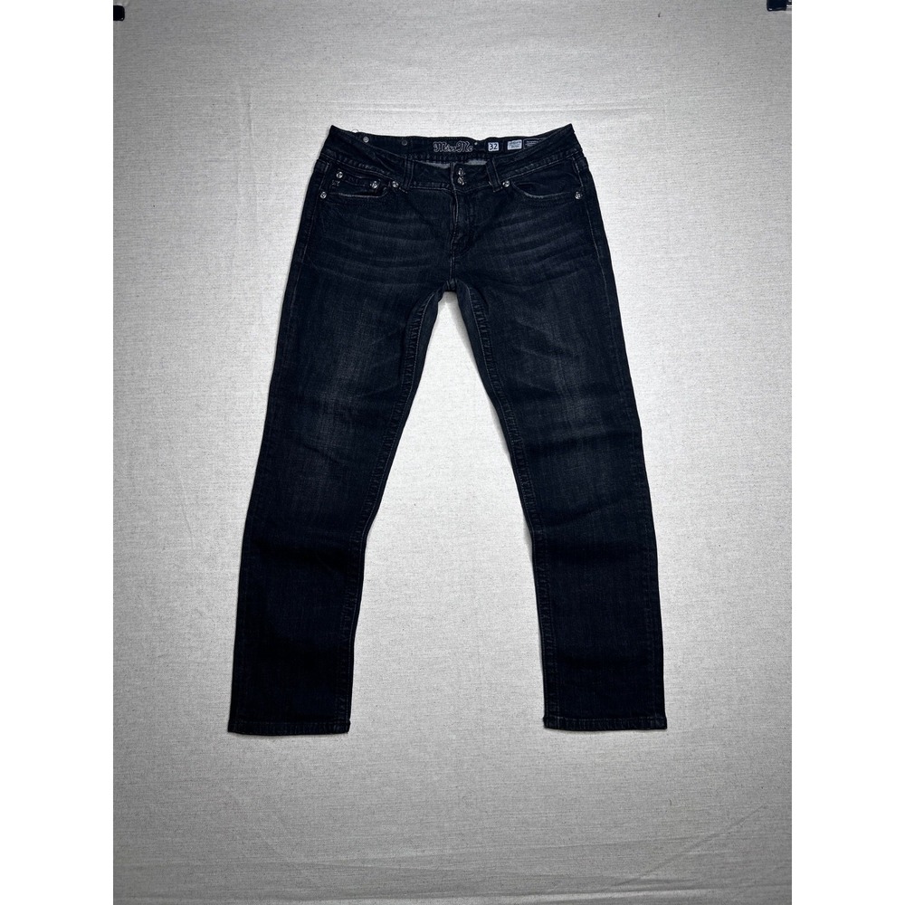 Miss Me Skinny Jeans Women's Size 32 Black Denim Rhinestone Embellished Pockets
